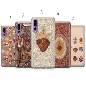 Sacred heart , beige ex voto phone case cover compatible for Pixel Samsung iPhone Huawei 11 12 13 14 6 22 23 Ultra Fe Pro Max 15