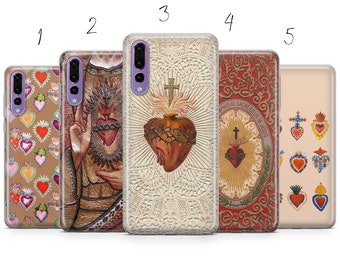 Sacred heart , beige ex voto phone case cover compatible with for Pixel Samsung iPhone Huawei 11 12 13 14 6  Pro Max