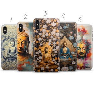 Custodia per telefono estetica con dipinto dorato di Buddha compatibile con Pixel Samsung iPhone Huawei 11 12 13 14 6 22 23 Ultra Fe Pro Max 15 16