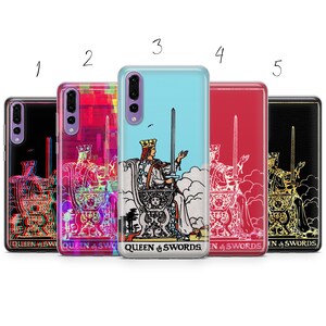 Funda para teléfono con la carta del tarot QUEEN OF SWORDS compatible con Pixel Samsung iPhone Huawei 11 12 13 14 6 22 23 Ultra Fe Pro Max 15 16