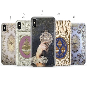 Sacred heart , beige Milagros ex voto phone case cover compatible for Pixel Samsung iPhone Huawei 11 12 13 14 6 22 23 Ultra Fe Pro Max 15