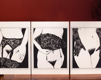 Pack of 3 lace prints (fan, garters and gloves)