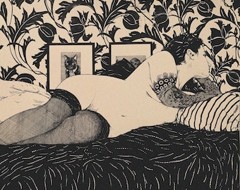 Woman and Graduated Cat - original work