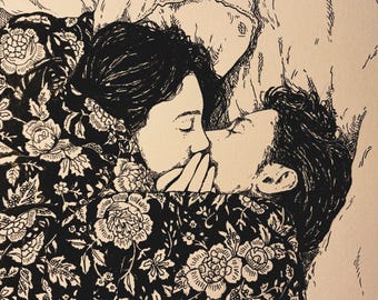 Kissing under the blanket - A4 and A5 prints