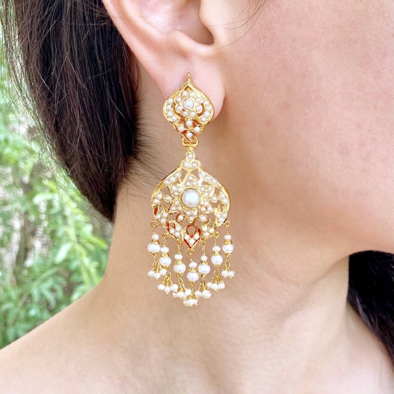 Delicate Pearl Earrings in Gold Plated Silver Crafted With