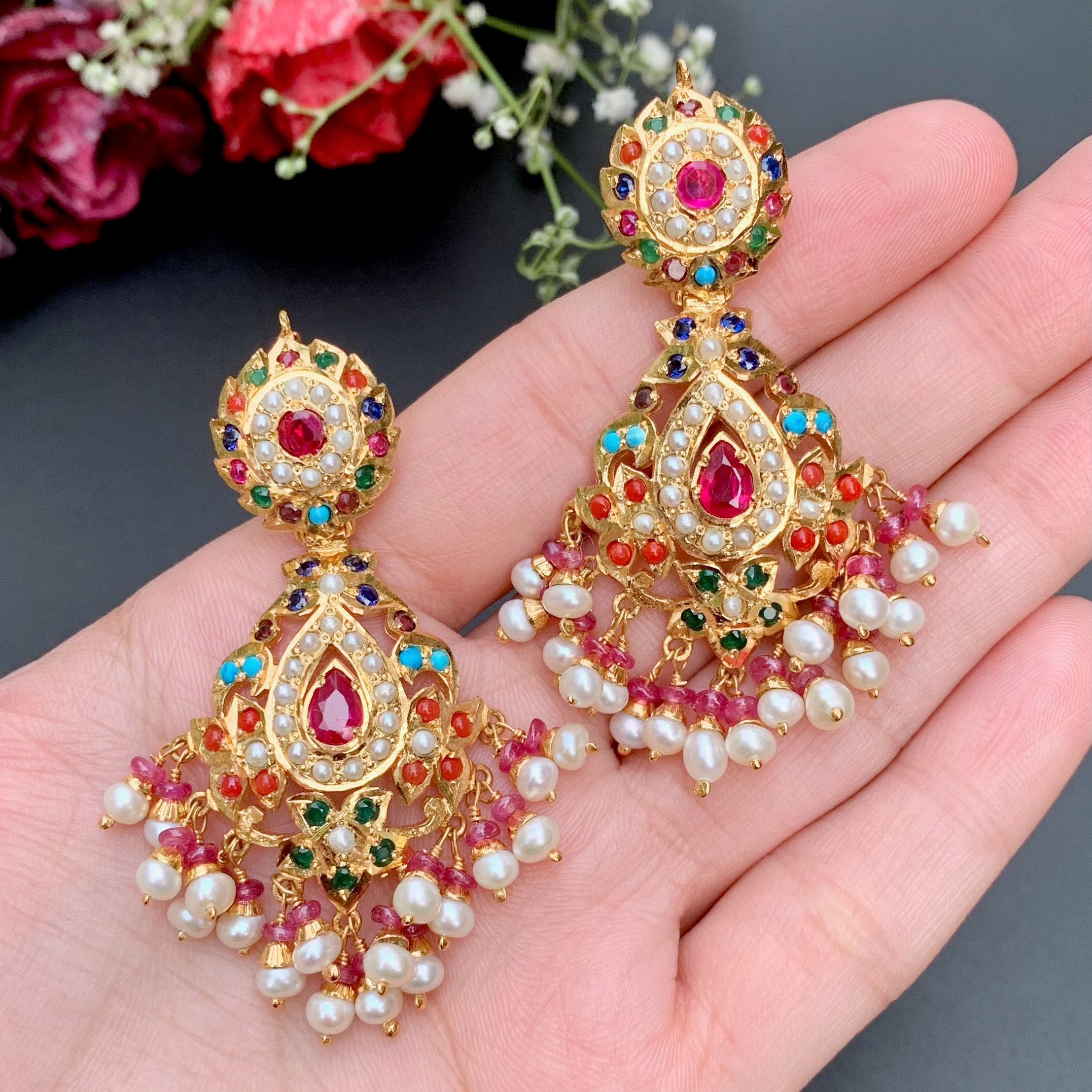 Navratna gold hotsell earrings