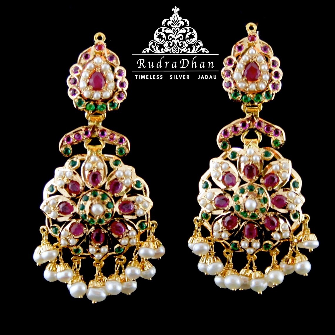 Jadau earrings/ Floral/ Indian jadau jewelry/ Jadau Jewelry/ Etsy