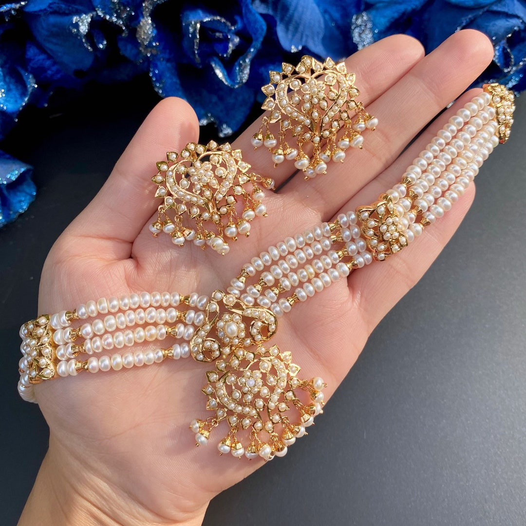 Delicate Pearl Choker Necklace Indian Pearl Choker Real Etsy