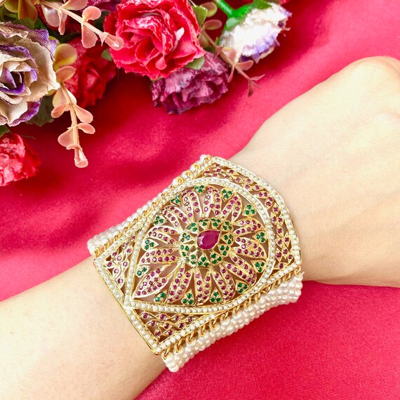 Discover DUHITA Jadau Silver Bangle Online | Paksha