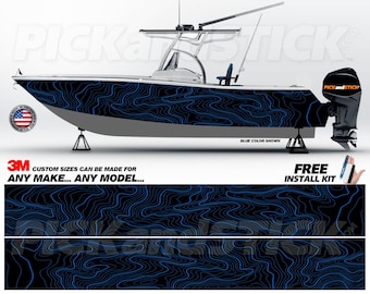 Topographic Map Fishing/Center Console Boat 3M Cast Wrap - DIY-Air Release-Any Make - Any Model-Custom Sizes Available-Made in USA
