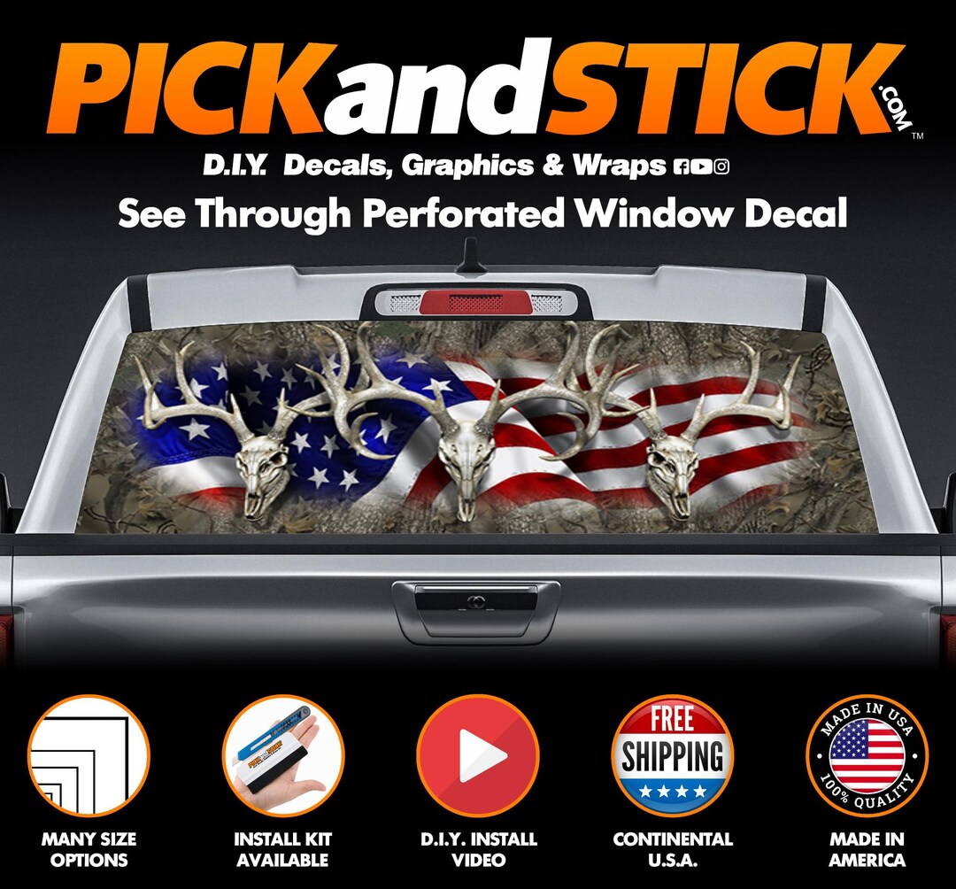 American Buck Forest Perforated Rear Window Graphic Decal - Made in U.S ...