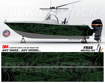 Topographic Map Fishing/Center Console Boat 3M Cast Wrap - DIY-Air Release-Any Make - Any Model-Custom Sizes Available-Made in USA