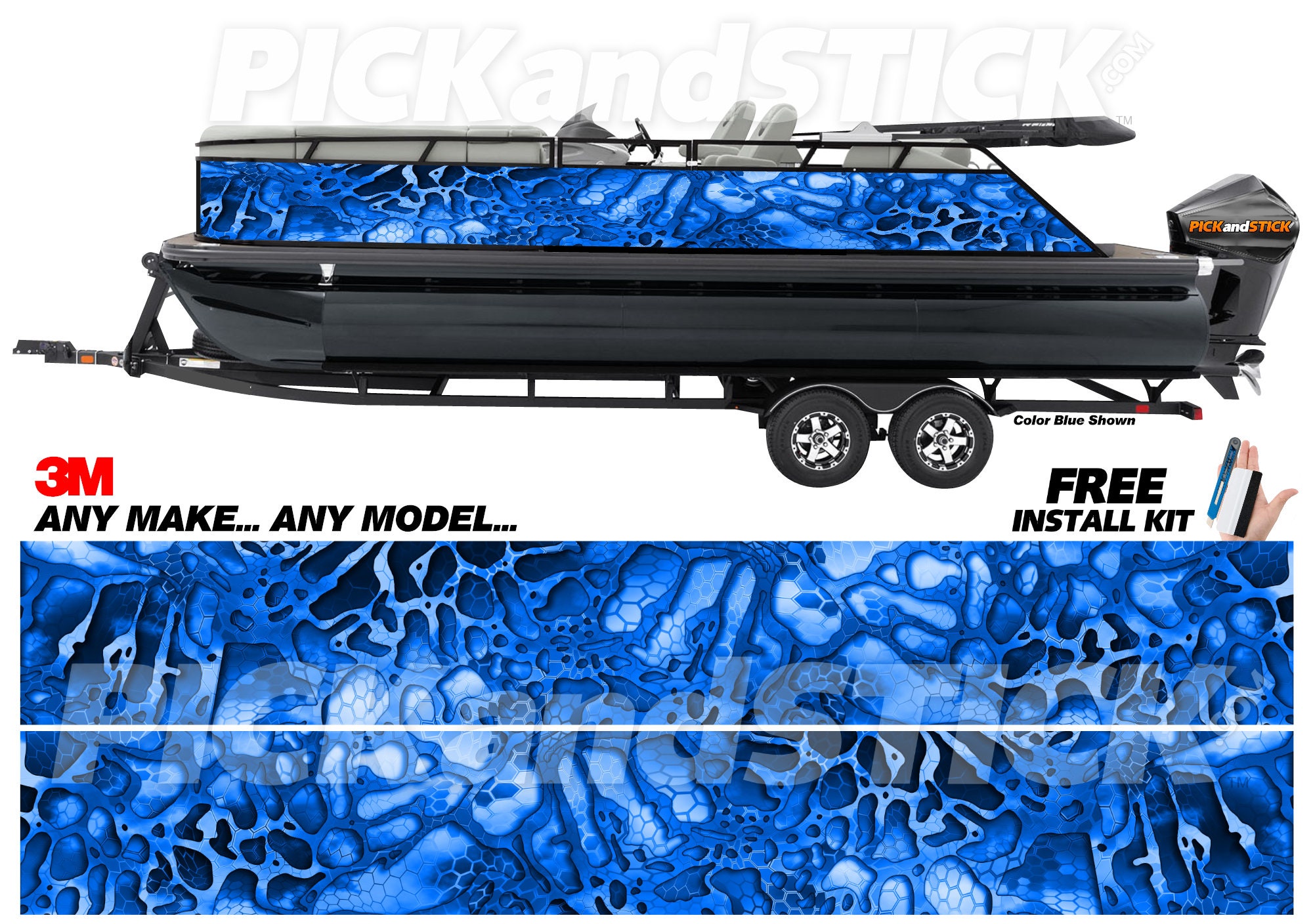 BG5 Camo Pontoon Boat Wrap 3M DIY Decal Air Release Any Make Any Model  Custom Sizes Available Made in USA Blue -  Australia