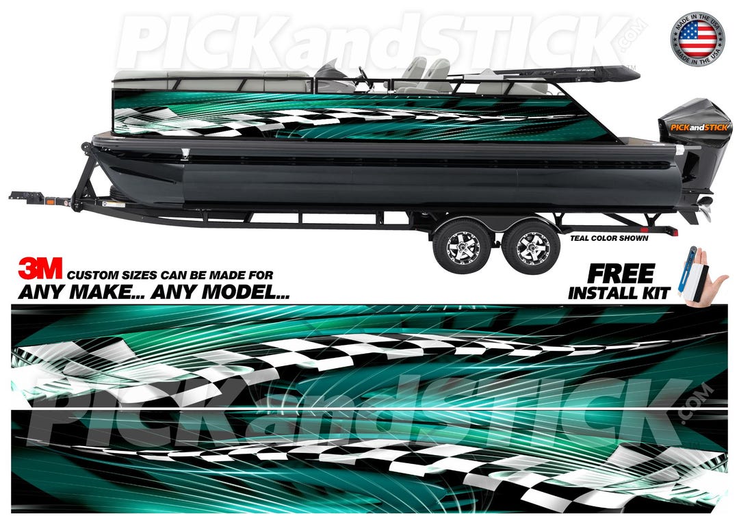 Checkered Abstract Pontoon Boat 3M Cast Wrap - DIY - Decal - Air ...