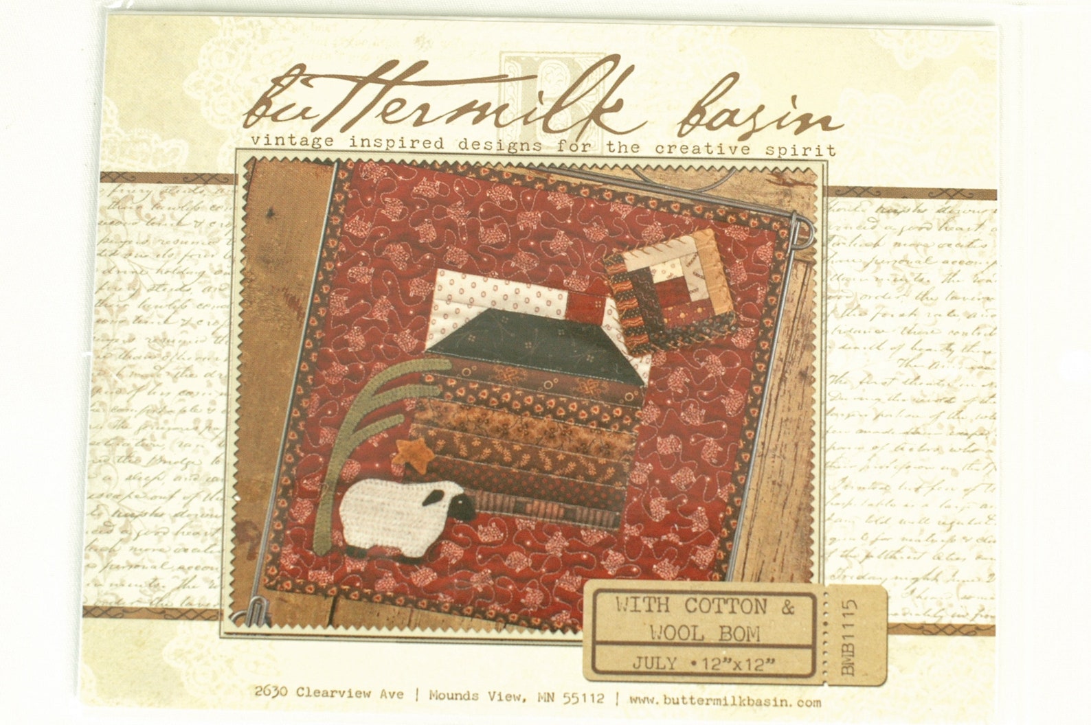 Buttermilk Basin BMB1115 With Cotton & Wool BOM July Pattern Etsy