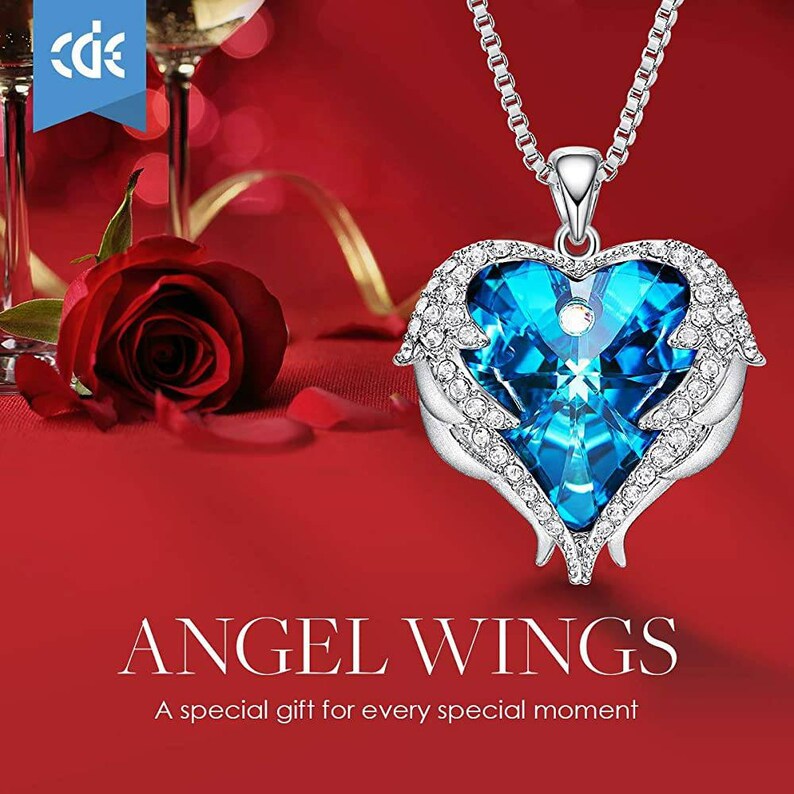 Angel Wing Love Heart Necklaces for Women Silver ToneGold Tone Pendant Valentines Day Jewelry Gifts for Women MomWifeSister