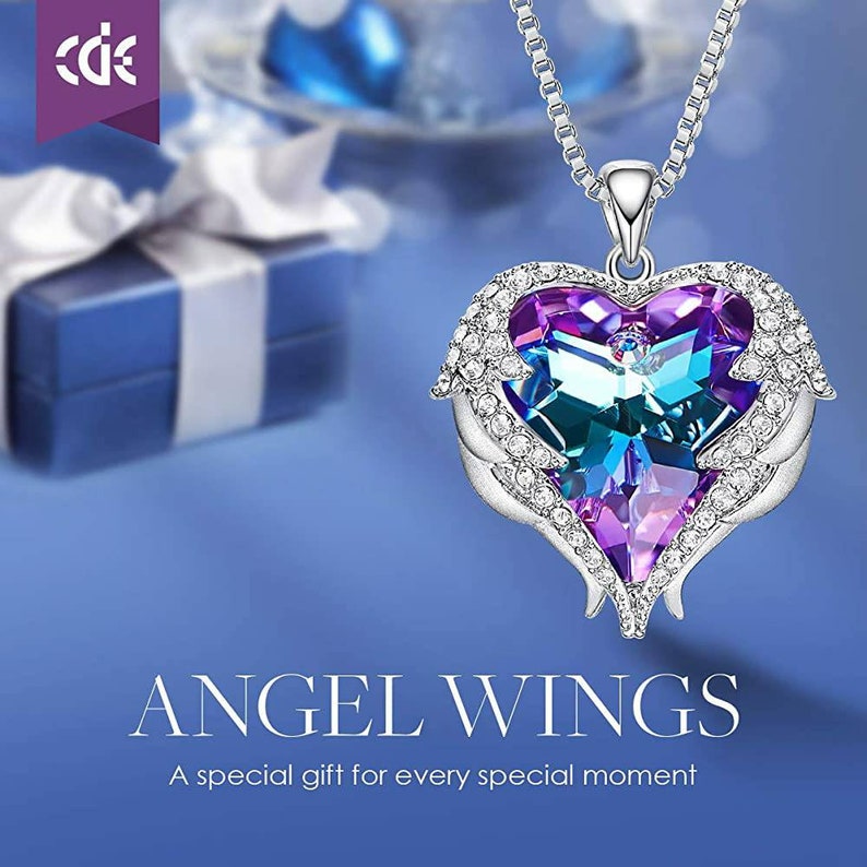 Angel Wing Love Heart Necklaces for Women Silver ToneGold Tone Pendant Valentines Day Jewelry Gifts for Women MomWifeSister