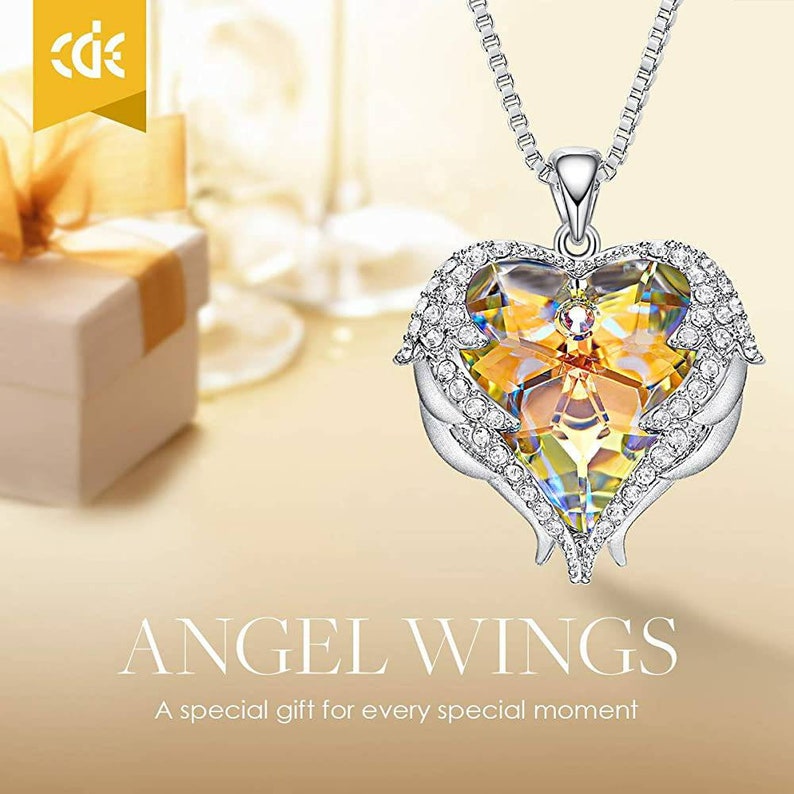 Angel Wing Love Heart Necklaces for Women Silver ToneGold Tone Pendant Valentines Day Jewelry Gifts for Women MomWifeSister