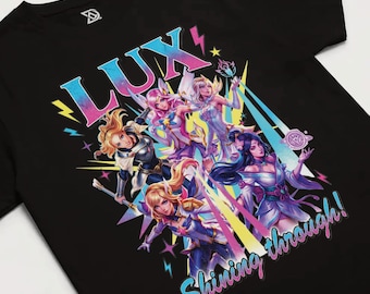 Lux Crownguard T-Shirt, LoL Support Main Tee, Demacia Light Mage Top, Lady of Luminosity Fan Art Shirt