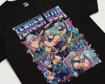 Sound Hashira Shirt, Flashy God of Festivals Tee, Musical Score Graphic, Dual Cleaver Swords, Ninja Headband, Entertainment District Top