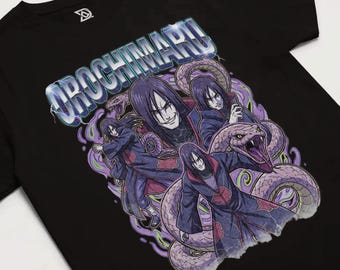 Pale Snake Sannin T-Shirt, Immortal Serpent Sorcerer Tee, Creepy Scientist Villain Art, Purple Rope Belt Aesthetic, Forbidden Jutsu Master