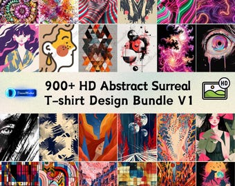 800+ Abstract Surreal T-Shirt Design Bundle | HD Graphic Quality | Psychedelic Prints for Custom Apparel | Unique Tee Collection