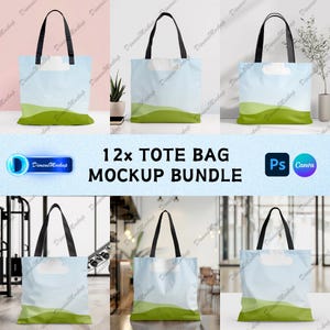 12x Tote Bag Mockup Bundle | Transparent PNG for Canva | Overlay Print on Demand POD Template Set | Shopping Bag Design Kit