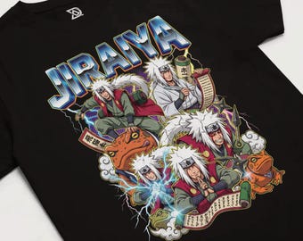 Legendary Toad Sage Hermit T-Shirt, White Hair Ninja Teacher Tee, Gallant Japanese Folklore Warrior, Oil Kanji Symbol, Anime Mentor Gift