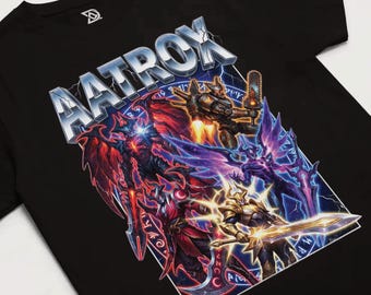 Aatrox Shirt, The Darkin Blade Tee, World Ender Graphic, Ascended God Warrior Design, Top Lane Bruiser, Deathbringer Stance, Sword Demon