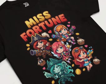 Cute Chibi Miss Fortune Shirt, Bounty Hunter Tee, Dual Pistols Graphic, Sarah Fortune Design, Bullet Time Ultimate, ADC Main
