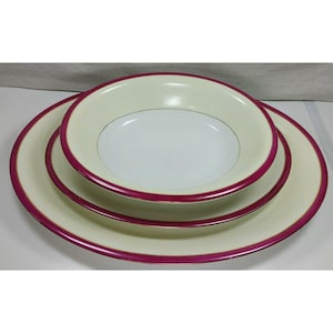Vtg 1930&#39;s Victoria Ivory China Czechoslovakia Two Platters & Oven China Bowl