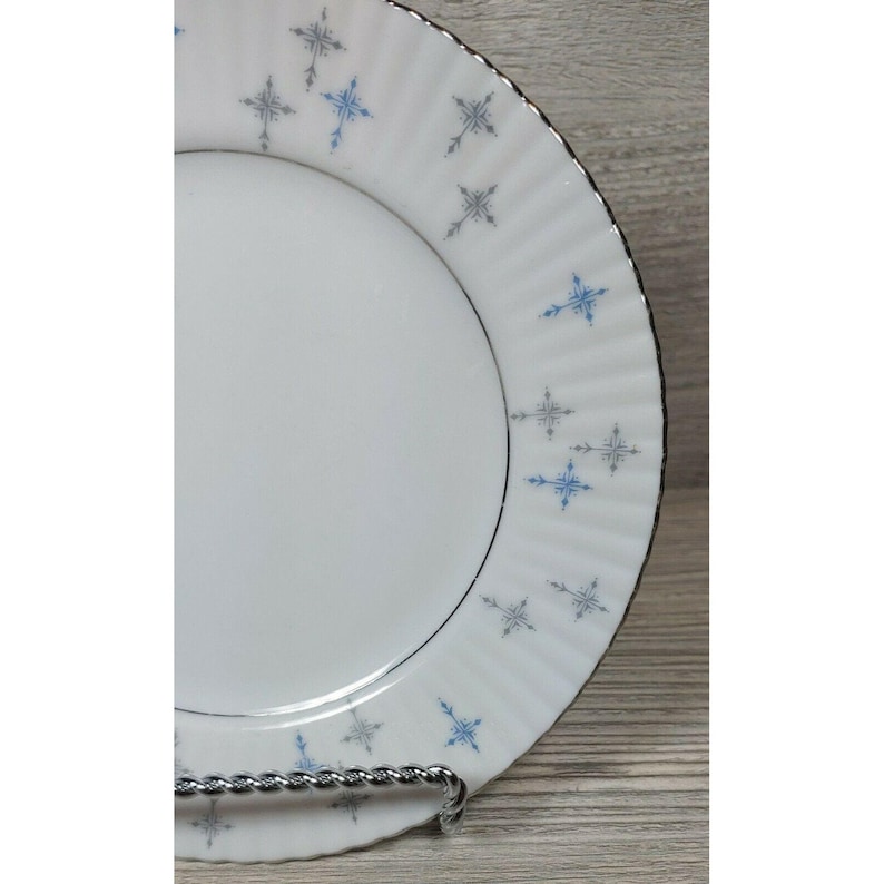Aurora Silver Falling Stars Plate White Blue Fashion Manor Fine China ...