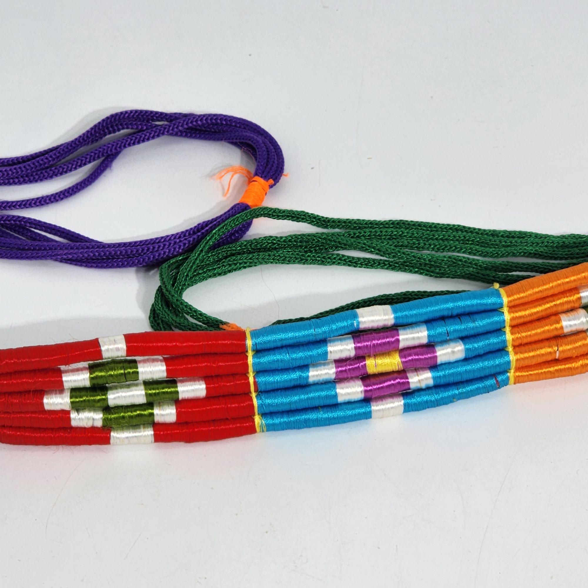 Colorful Round Hand Woven Tribal for Friendship Bow and Arrow Tie Belt Vintage Colorful Round Hand Woven Tribal for Friendship Bow and  main image 2