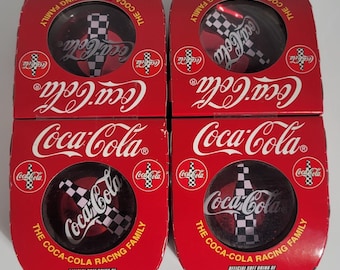 Pack Of 4 Coca-Cola Nascar Official Soft Drink Of Christmas Ornament Disc
