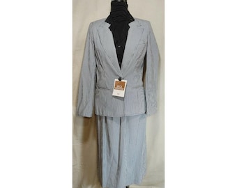 Vintage Jack Winter Damen Weißer Vichy-Karo 3-teiliger Blazer Rock Anzug Größe 8