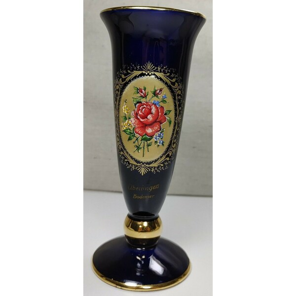 VTG Ges Gesch St. Goar Rh Geschenke Uberlingen Germany Antique Cobalt Blue Vase