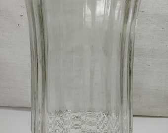 Vintage Clear Hoosier Glass Round Shaped Mid Century Diamond Decorative Vases
