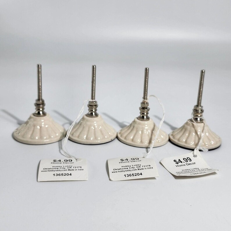 Heminredning Unika keramiska knoppar till köksbyrå Blå blommiga 4-pack bild 9