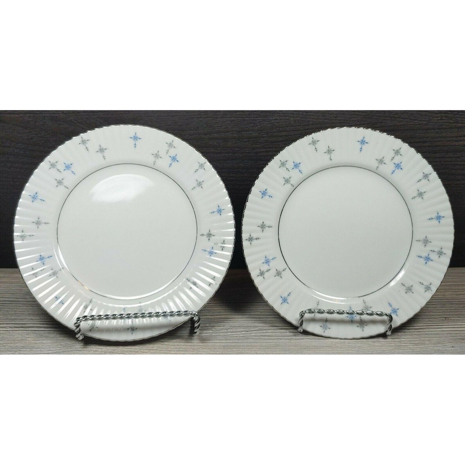 Aurora Silver Falling Stars Plate White Blue Fashion Manor Fine China ...