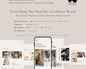 Fashion Instagram Canva Templates | Editorial Social Media Kit (Digital Download)