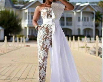 wedding rompers with train