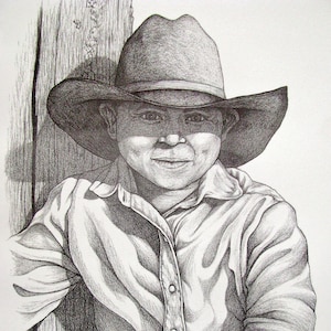 First Chew, Cowboy Print made from original sketch, buckaroo print