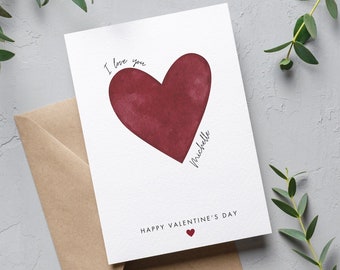 Tarjeta de San Valentín personalizada: Tarjeta de felicitación romántica con nombre personalizado "Te amo" (Reino Unido) - para él, para ella