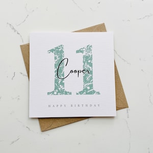 Personalised 11th Birthday Card, Name and Age Birthday Card, Eleventh Birthday