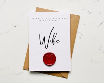 Valentines Day Wife Card, Valentine's Day card, Girlfriend Card, Wax Seal Card