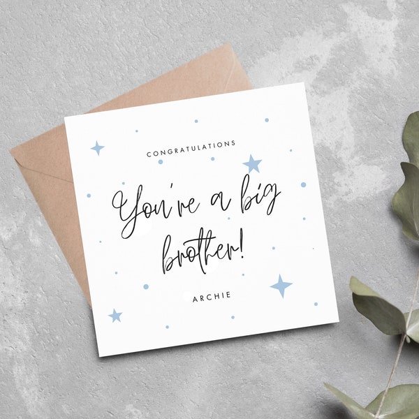 You're a Brother Card, Personalised Big Brother Card, New Baby Card for Brother, New Sibling Card