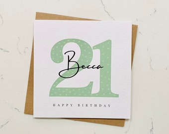 Tarjeta de cumpleaños número 21 personalizada, Tarjeta de cumpleaños número veintiuno