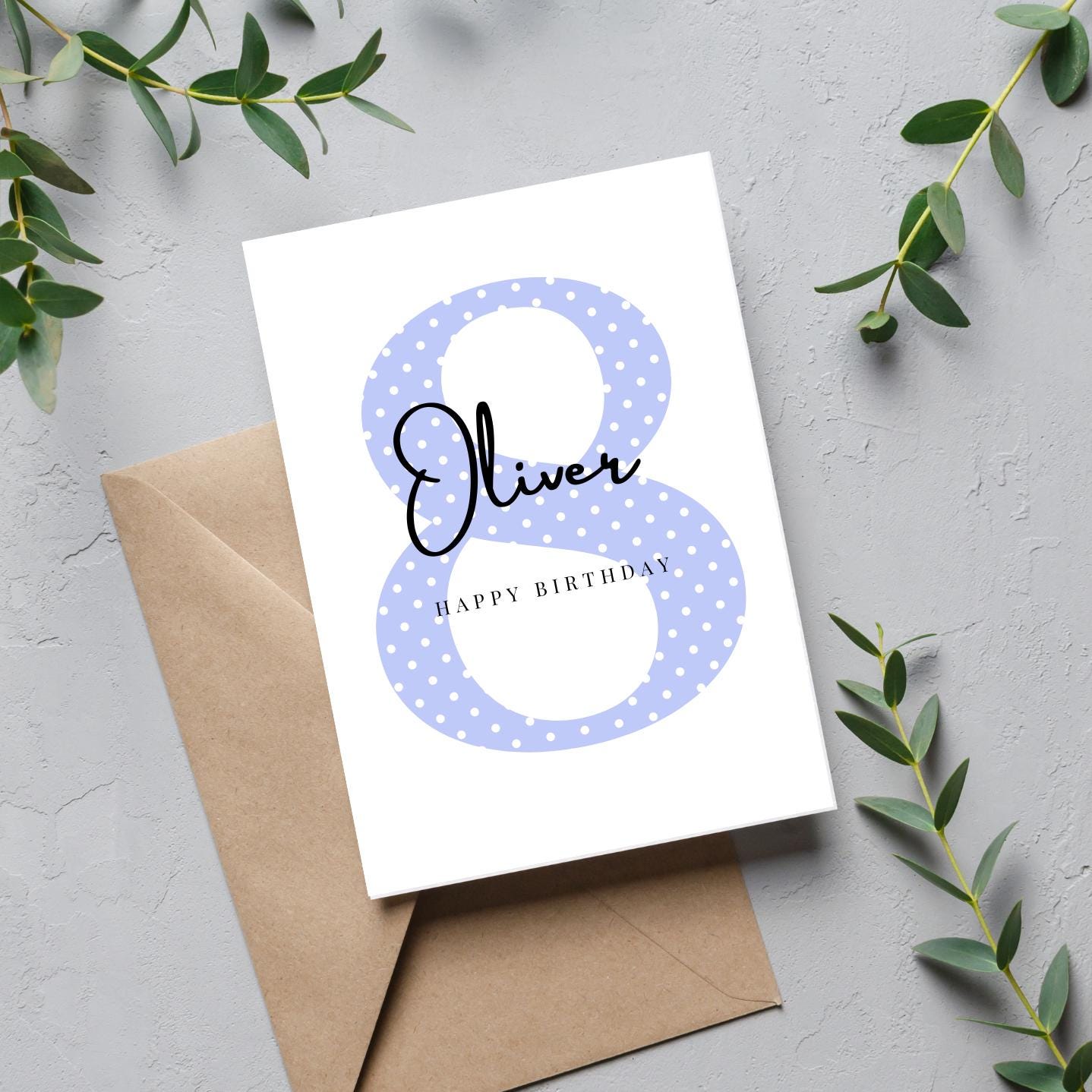 Personalised 8th Birthday Card, Name and Age Birthday Card, Eighth ...