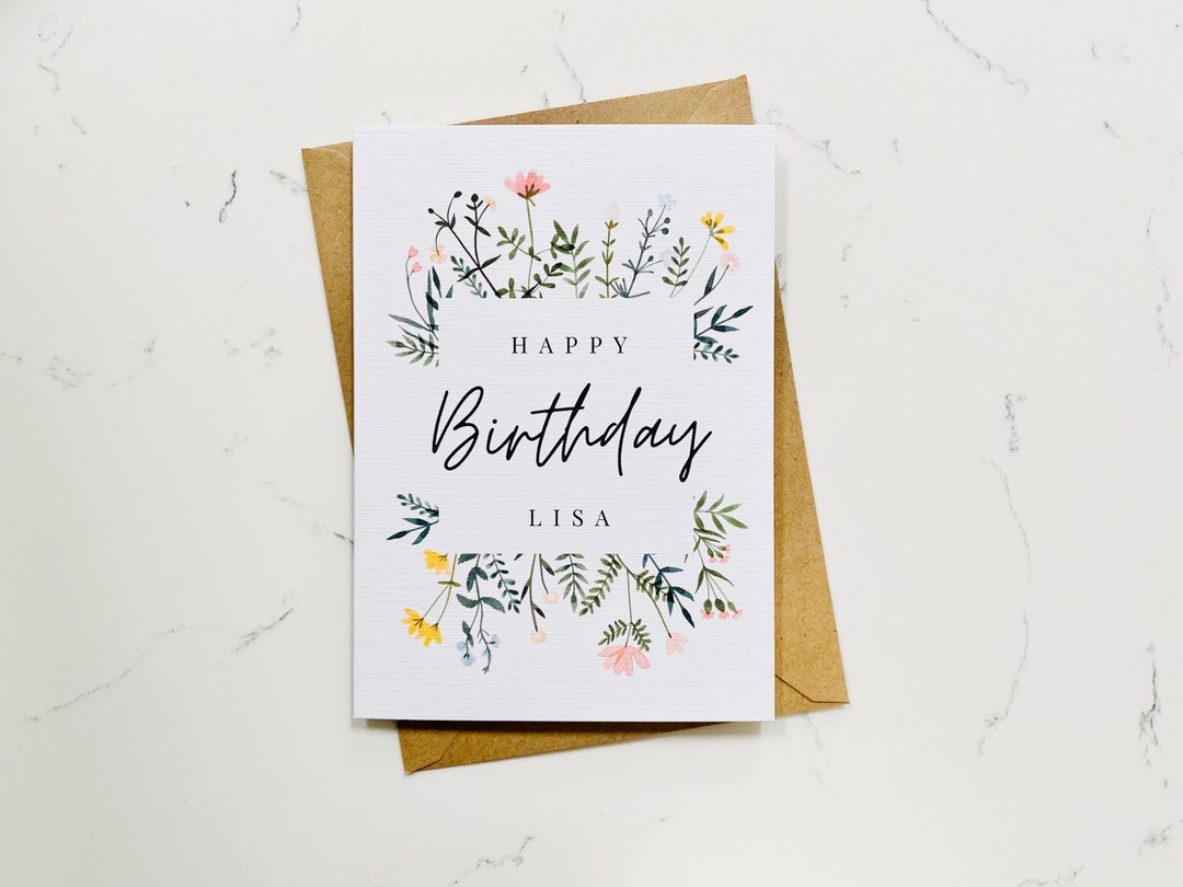 Personalised Birthday Card, Happy Birthday Card, Floral Card - Etsy UK