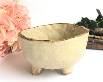 Vintage Hand Made Stoneware Rustic Ceramic Cauldron Witches Cauldron Spell Casting Pagan Witchcraft Wicca Ritual Magic Imbolc Ostara Beltane